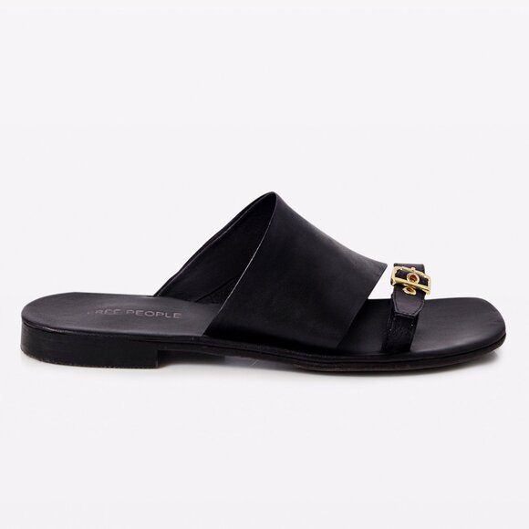 FREE PEOPLE Mila Minimal Flat Sandals / Black - Picture 7 of 11